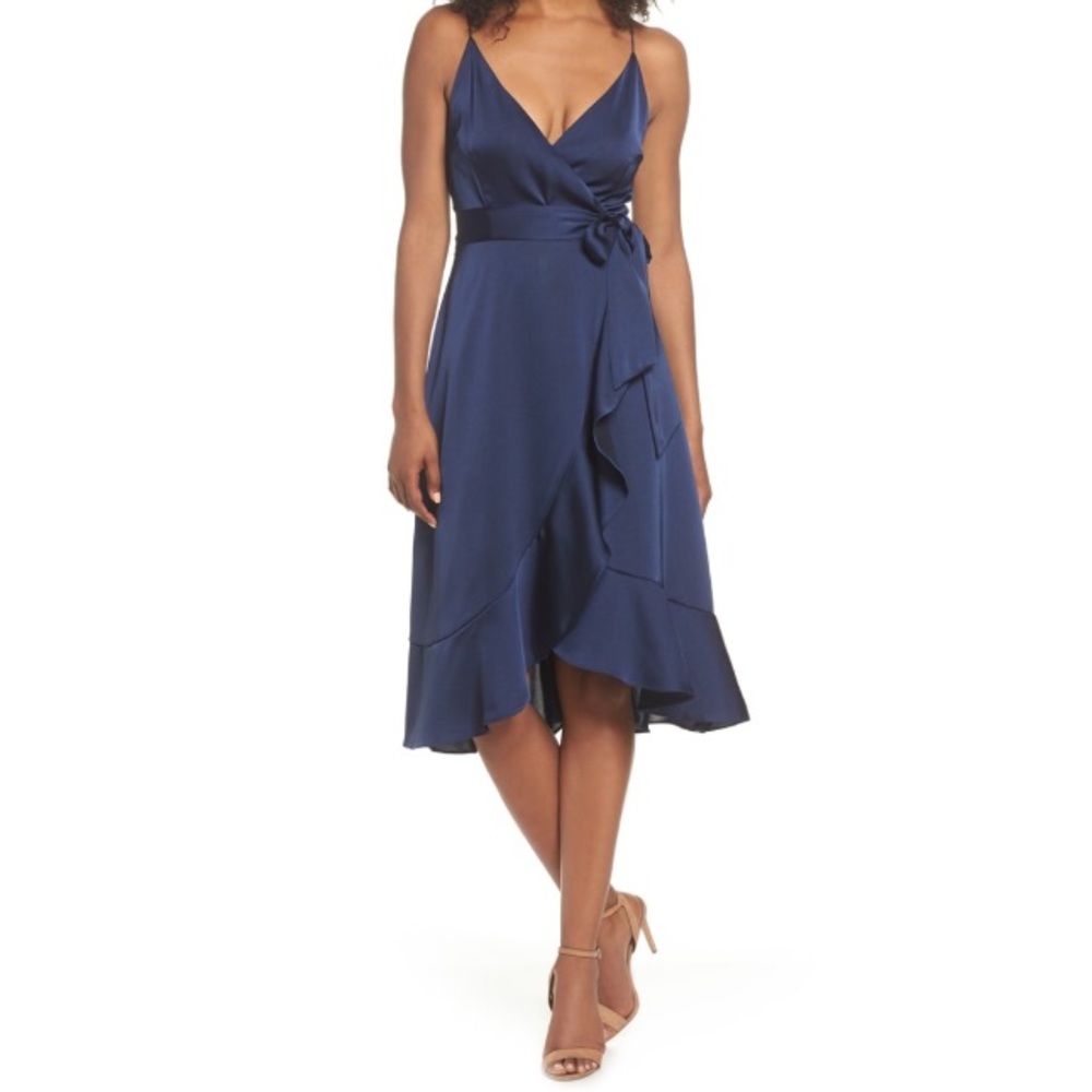 Cooper St. Satin Faux Wrap Dress